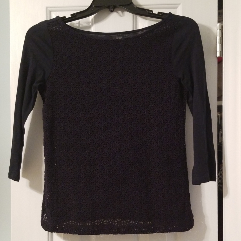 Loft open eyelet 3/4 sleeve top Sz XS